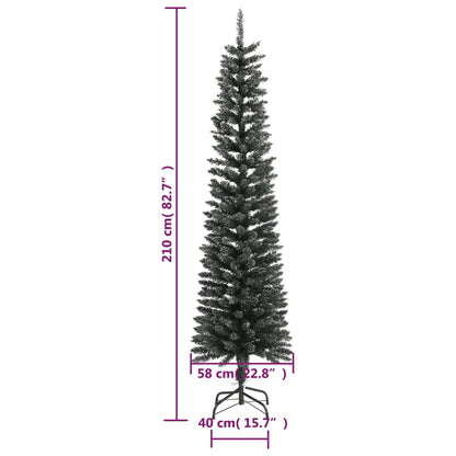 vidaXL Sapin de Noël artificiel avec support Slim Vert 210 cm PVC
