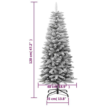 vidaXL Künstlicher Weihnachtsbaum Schlank mit Schnee 120 cm PVC & PE