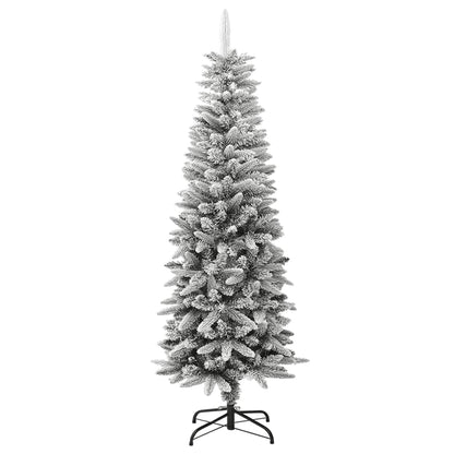 vidaXL Sapin de Noël artificiel élancé avec neige 150 cm PVC et PE