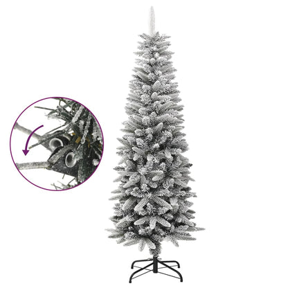 vidaXL Sapin de Noël artificiel élancé avec neige 150 cm PVC et PE