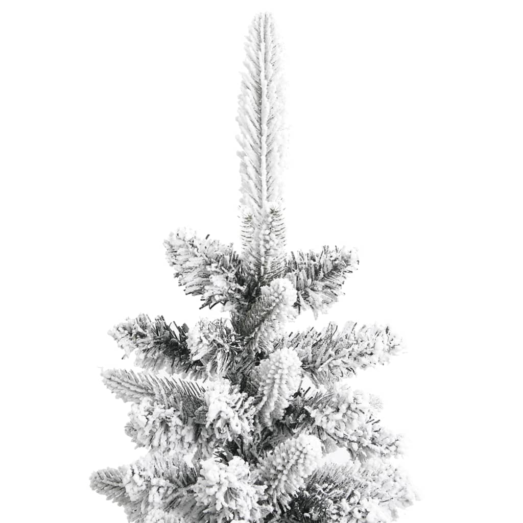 vidaXL Sapin de Noël artificiel élancé avec neige 150 cm PVC et PE