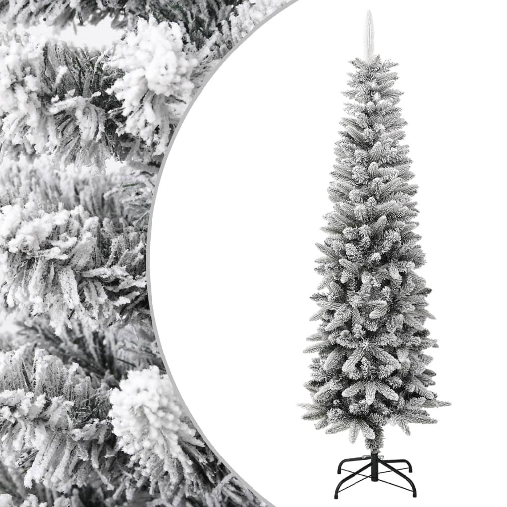 vidaXL Künstlicher Weihnachtsbaum Schlank mit Schnee 180 cm PVC & PE