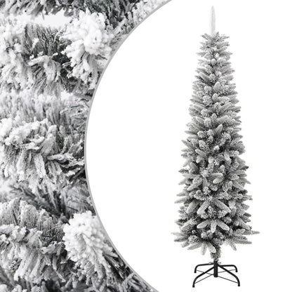 vidaXL Künstlicher Weihnachtsbaum Schlank mit Schnee 180 cm PVC & PE