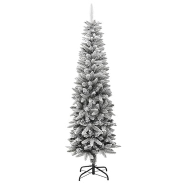 vidaXL Künstlicher Weihnachtsbaum Schlank mit Schnee 180 cm PVC & PE