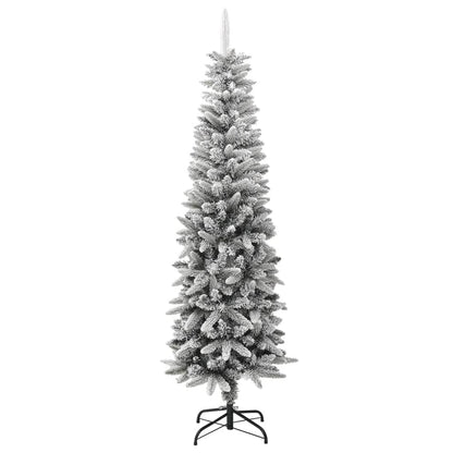 vidaXL Künstlicher Weihnachtsbaum Schlank mit Schnee 180 cm PVC & PE