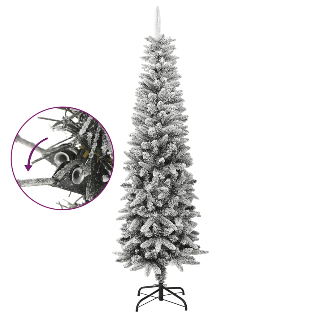 vidaXL Künstlicher Weihnachtsbaum Schlank mit Schnee 180 cm PVC & PE