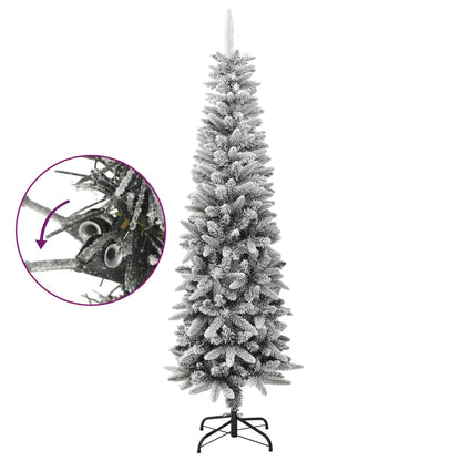 vidaXL Künstlicher Weihnachtsbaum Schlank mit Schnee 180 cm PVC & PE