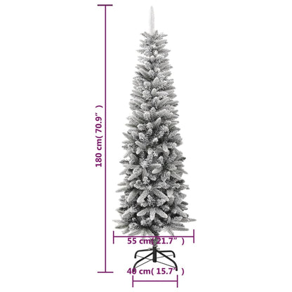 vidaXL Künstlicher Weihnachtsbaum Schlank mit Schnee 180 cm PVC & PE