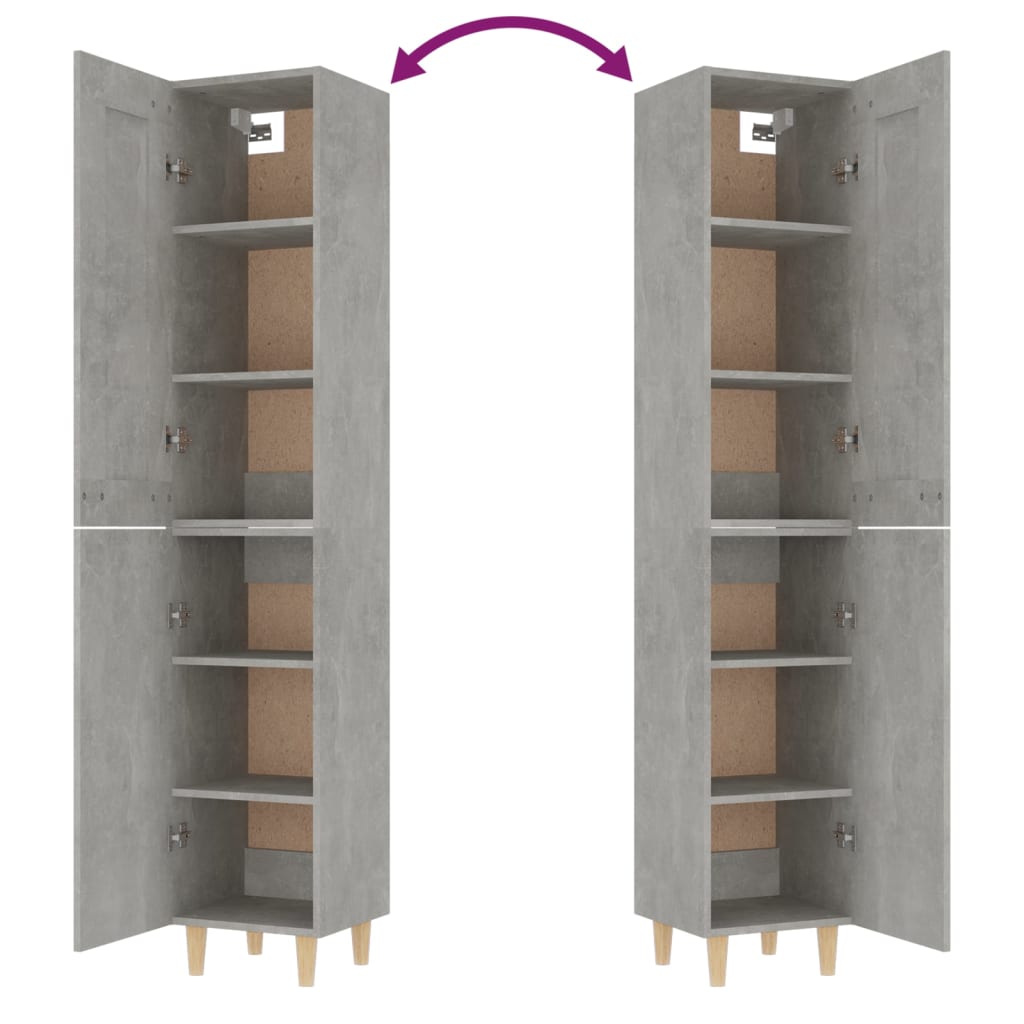vidaXL Highboard Betongrau 35x34x180 cm Holzwerkstoff