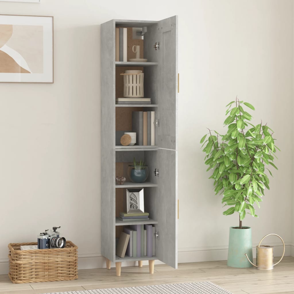 vidaXL Highboard Betongrau 35x34x180 cm Holzwerkstoff