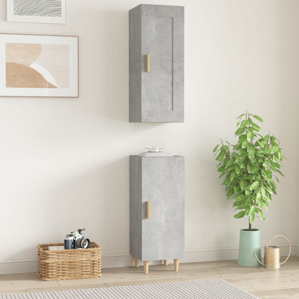 vidaXL Highboard Betongrau 35x34x180 cm Holzwerkstoff