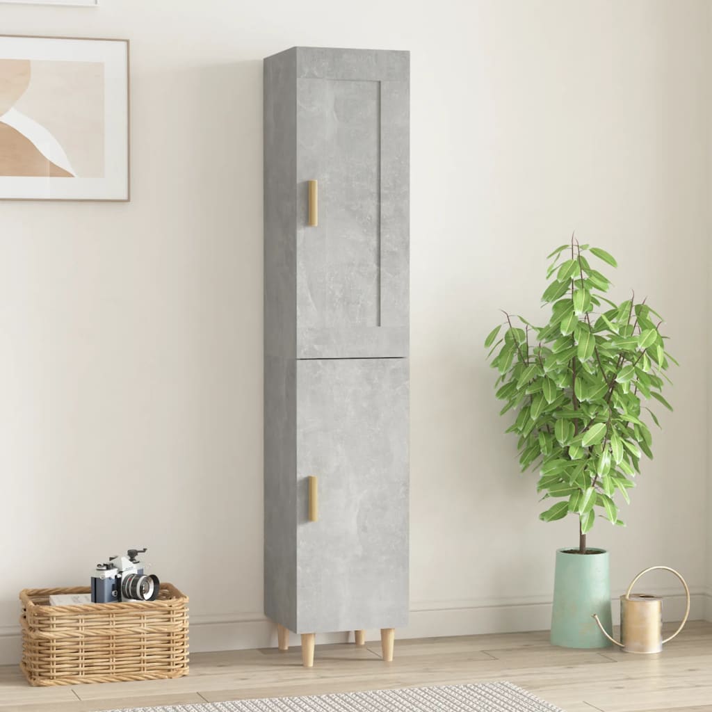 vidaXL Highboard Betongrau 35x34x180 cm Holzwerkstoff