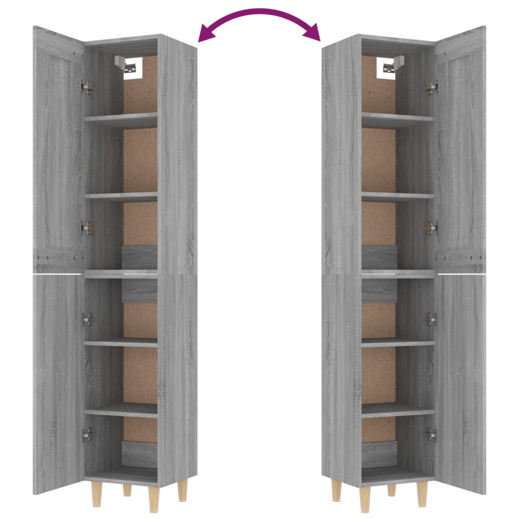 vidaXL Highboard Grau Sonoma 35x34x180 cm Holzwerkstoff