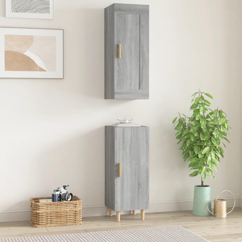 vidaXL Highboard Grau Sonoma 35x34x180 cm Holzwerkstoff