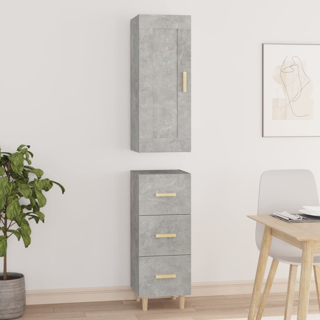 vidaXL Highboard Betongrau 35x34x180 cm Holzwerkstoff