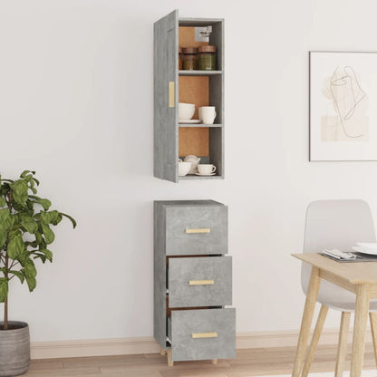 vidaXL Highboard Betongrau 35x34x180 cm Holzwerkstoff