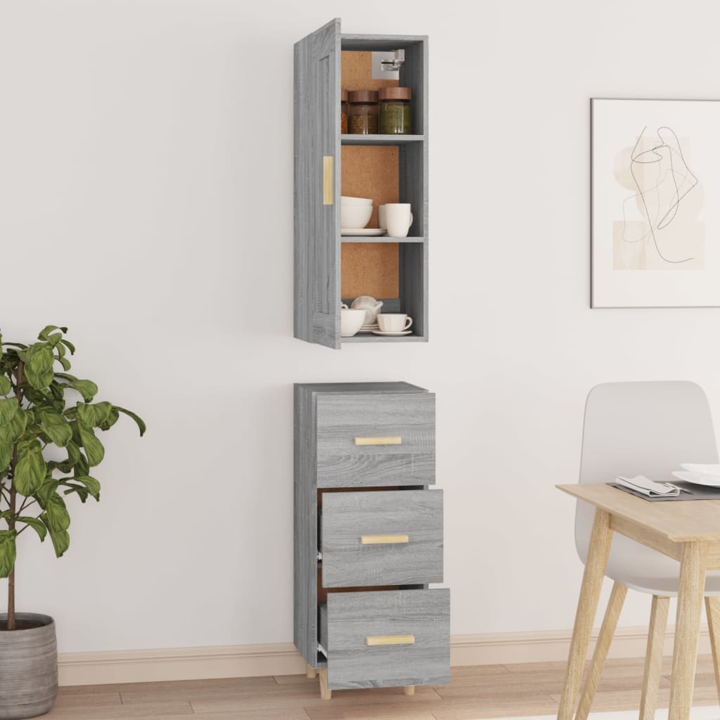 vidaXL Highboard Grau Sonoma 35x34x180 cm Holzwerkstoff