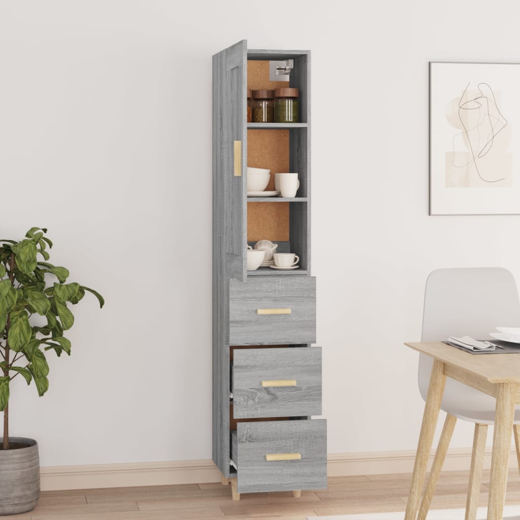 vidaXL Highboard Grau Sonoma 35x34x180 cm Holzwerkstoff