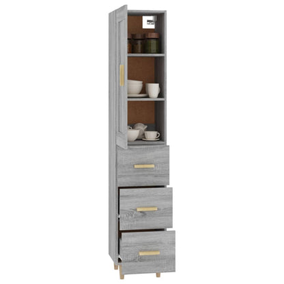 vidaXL Highboard Grau Sonoma 35x34x180 cm Holzwerkstoff