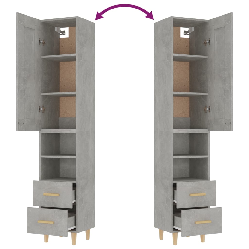 vidaXL Highboard Betongrau 35x34x180 cm Holzwerkstoff