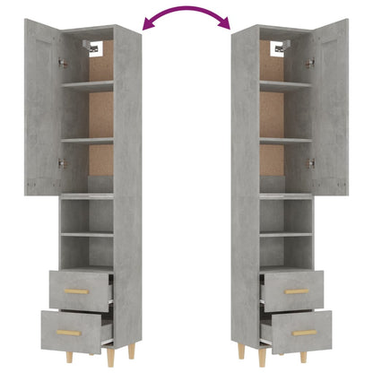 vidaXL Highboard Betongrau 35x34x180 cm Holzwerkstoff