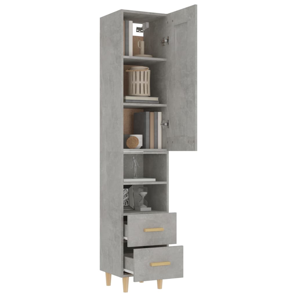 vidaXL Highboard Betongrau 35x34x180 cm Holzwerkstoff