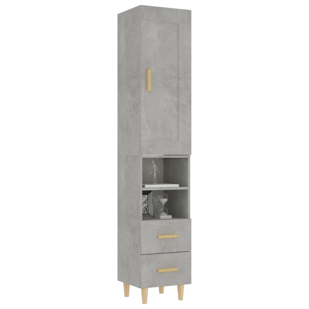 vidaXL Highboard Betongrau 35x34x180 cm Holzwerkstoff