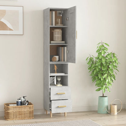 vidaXL Highboard Betongrau 35x34x180 cm Holzwerkstoff