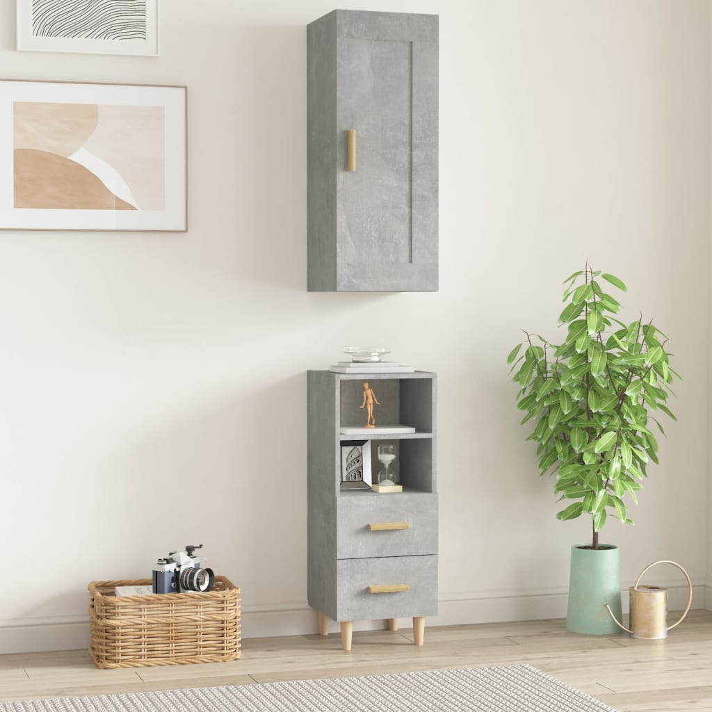 vidaXL Highboard Betongrau 35x34x180 cm Holzwerkstoff