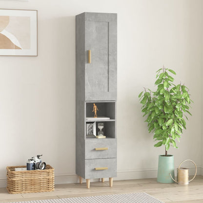 vidaXL Highboard Betongrau 35x34x180 cm Holzwerkstoff