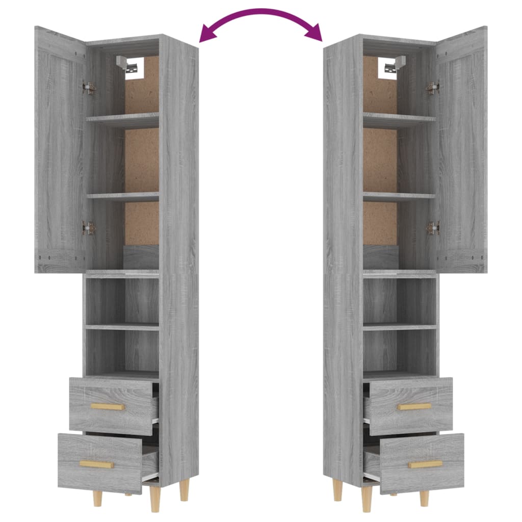 vidaXL Highboard Grau Sonoma 35x34x180 cm Holzwerkstoff