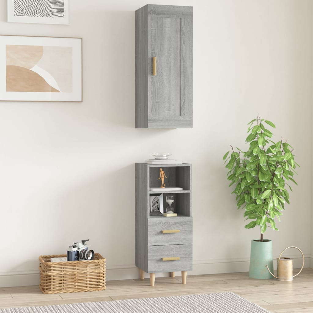 vidaXL Highboard Grau Sonoma 35x34x180 cm Holzwerkstoff