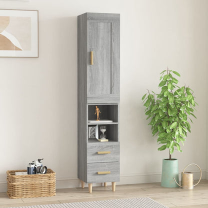vidaXL Highboard Grau Sonoma 35x34x180 cm Holzwerkstoff