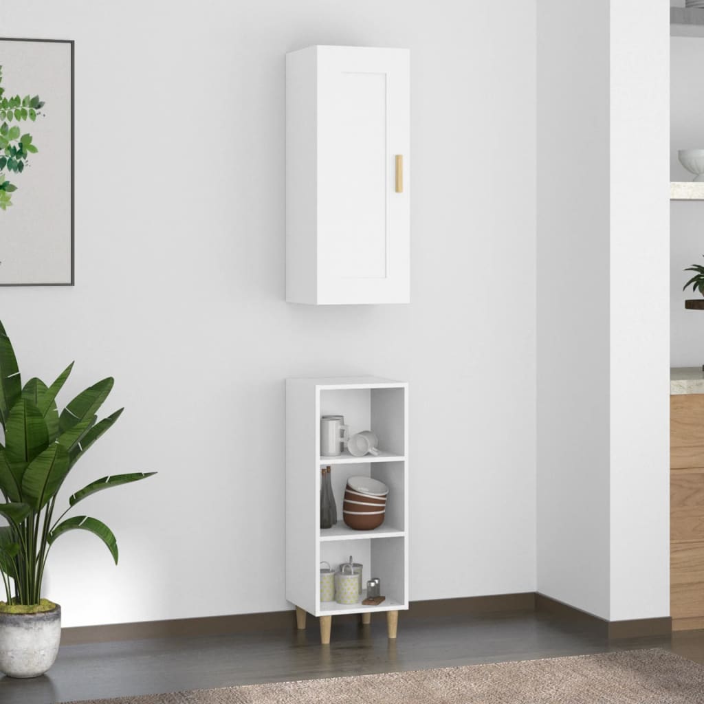 vidaXL Highboard Weiß 35x34x180 cm Holzwerkstoff