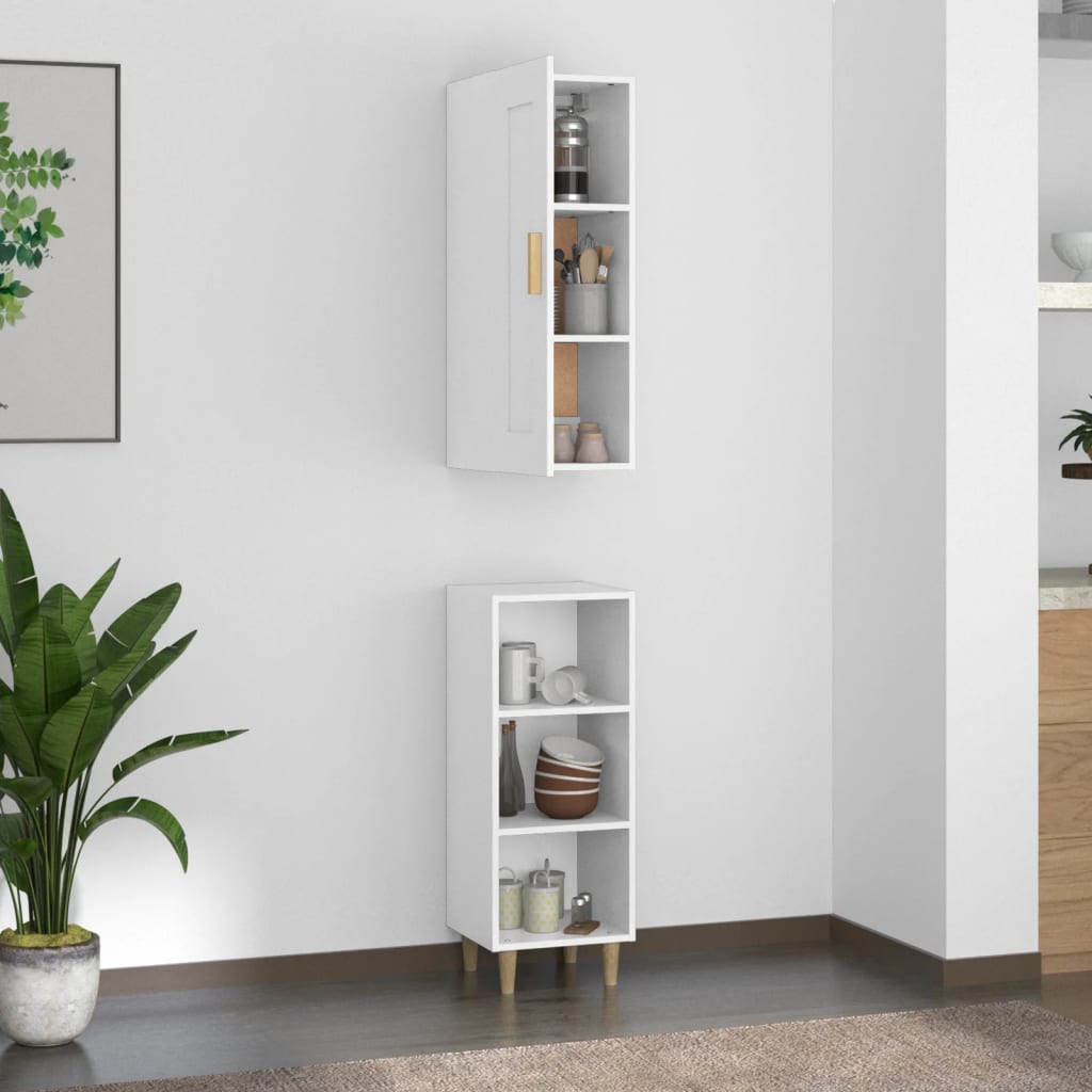 vidaXL Highboard Weiß 35x34x180 cm Holzwerkstoff
