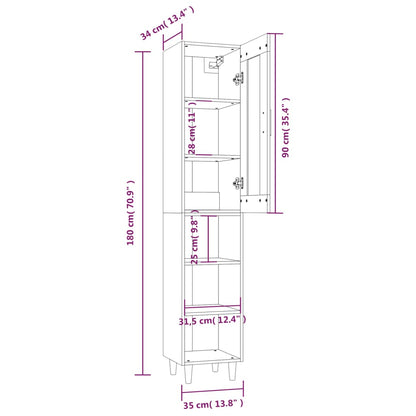 vidaXL Highboard Weiß 35x34x180 cm Holzwerkstoff