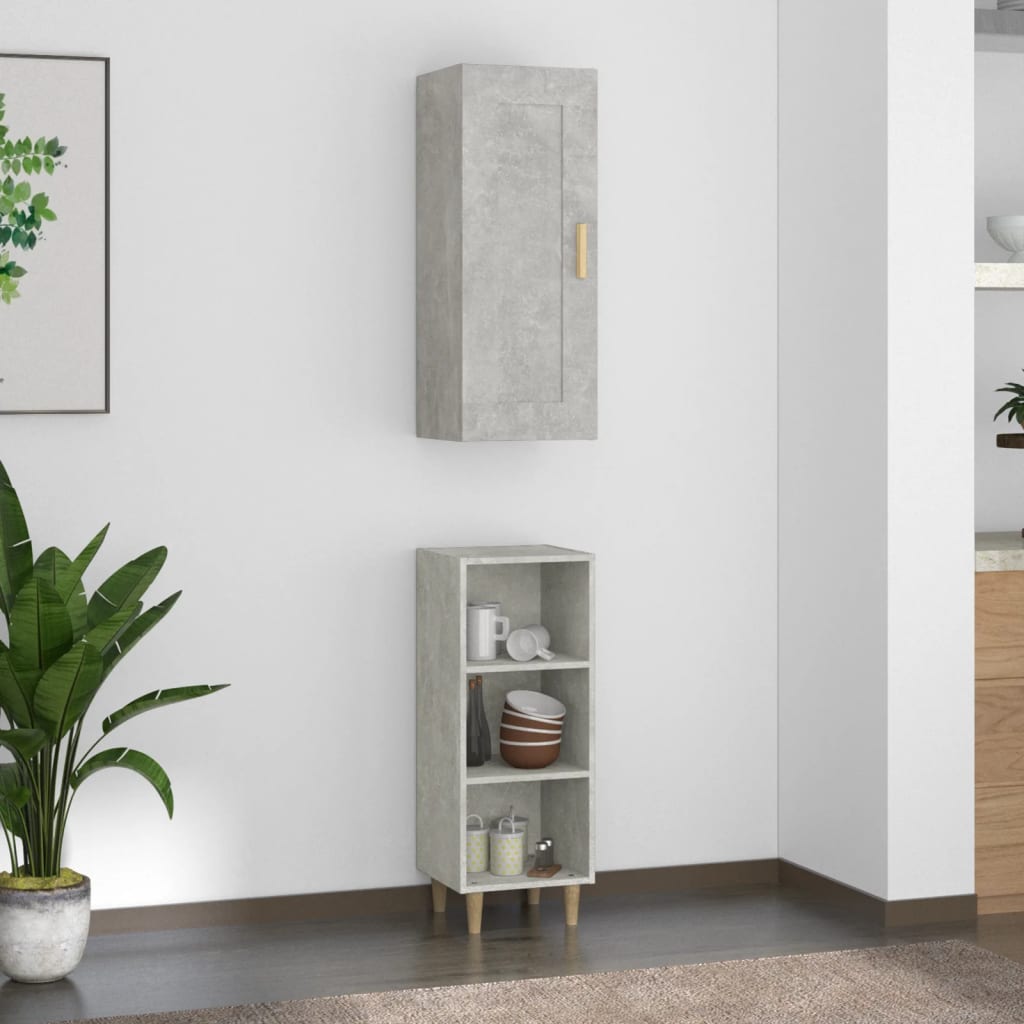 vidaXL Highboard Betongrau 35x34x180 cm Holzwerkstoff