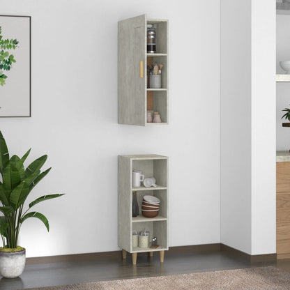vidaXL Highboard Betongrau 35x34x180 cm Holzwerkstoff