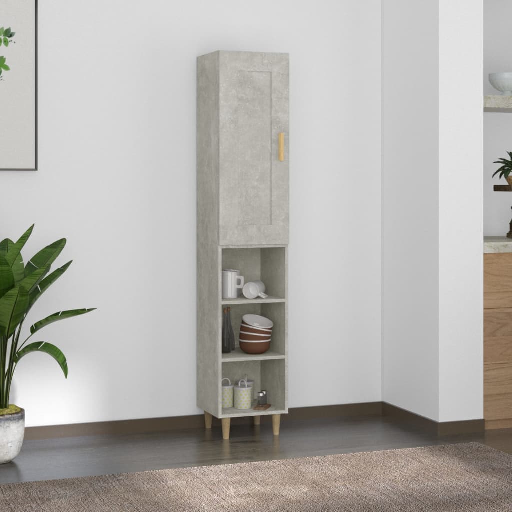 vidaXL Highboard Betongrau 35x34x180 cm Holzwerkstoff