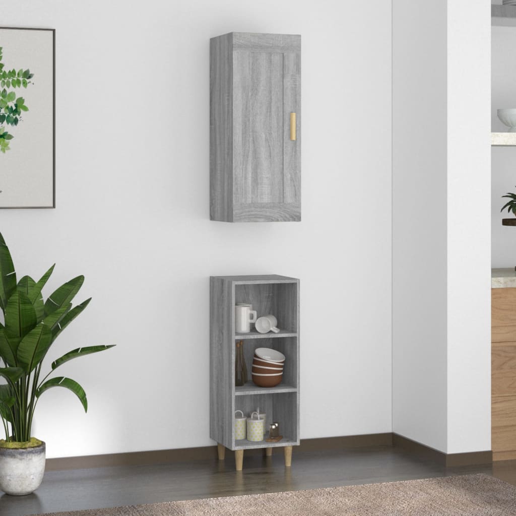 vidaXL Highboard Grau Sonoma 35x34x180 cm Holzwerkstoff