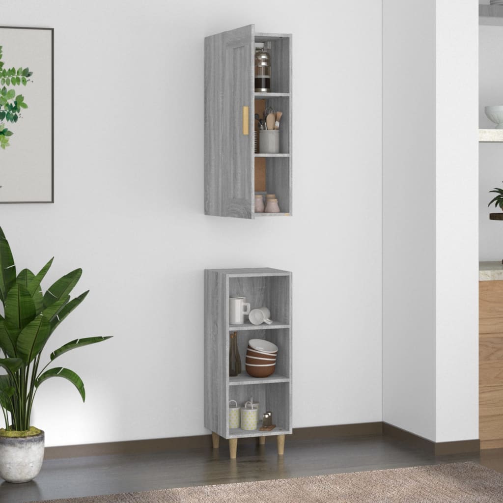 vidaXL Highboard Grau Sonoma 35x34x180 cm Holzwerkstoff