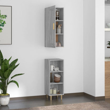 vidaXL Highboard Grau Sonoma 35x34x180 cm Holzwerkstoff