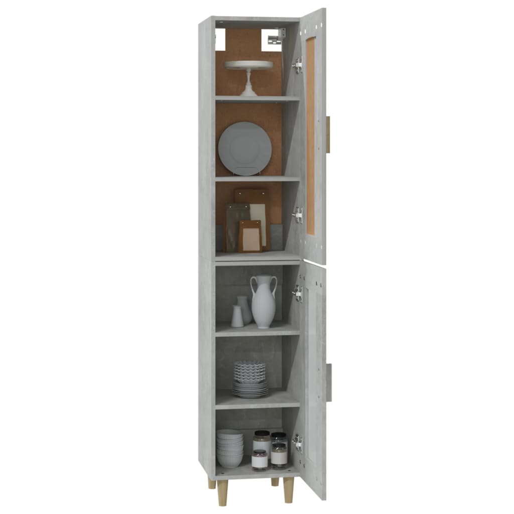 vidaXL Highboard Betongrau 35x34x180 cm Holzwerkstoff