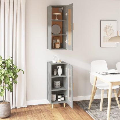 vidaXL Highboard Betongrau 35x34x180 cm Holzwerkstoff