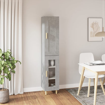 vidaXL Highboard Betongrau 35x34x180 cm Holzwerkstoff