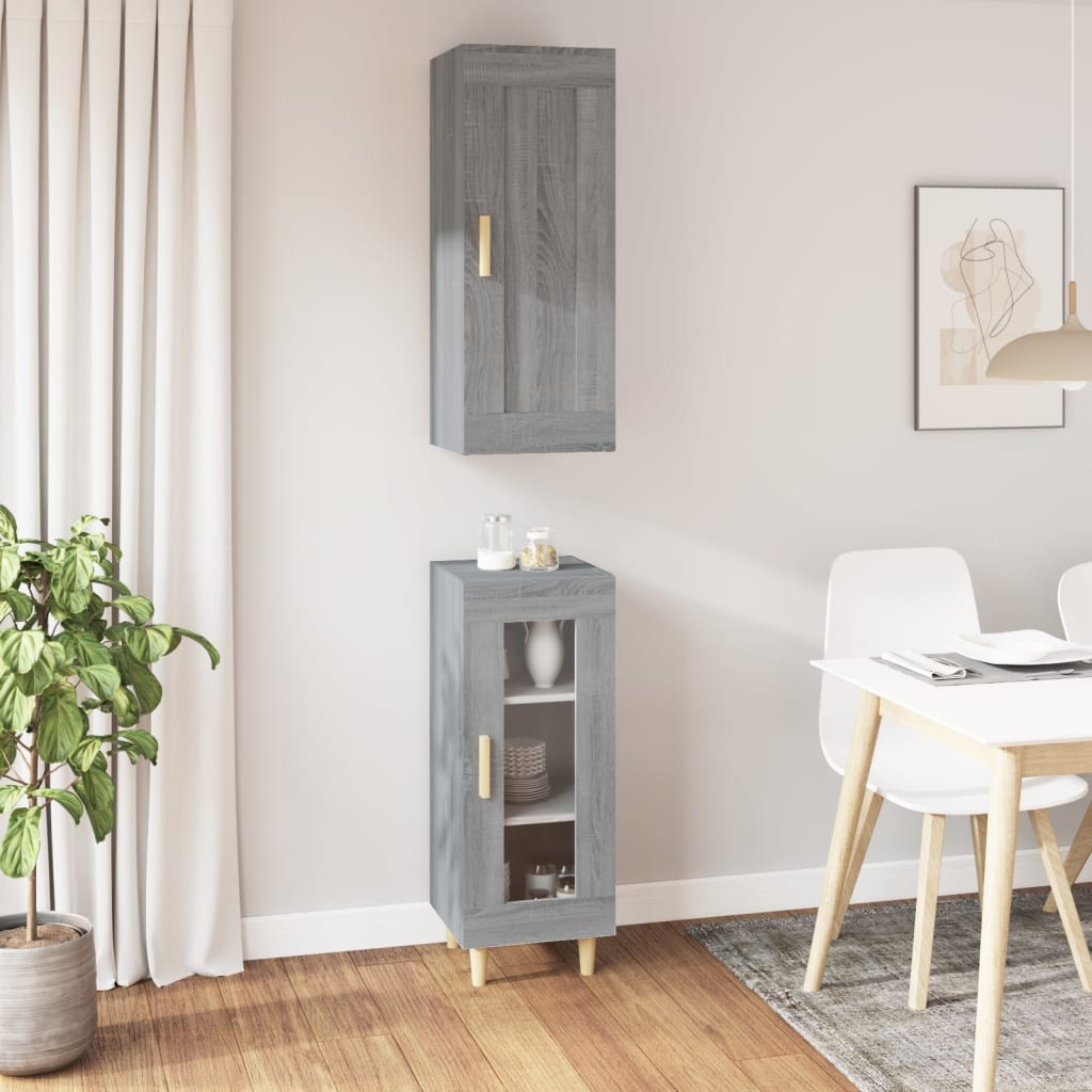 vidaXL Highboard Grau Sonoma 35x34x180 cm Holzwerkstoff