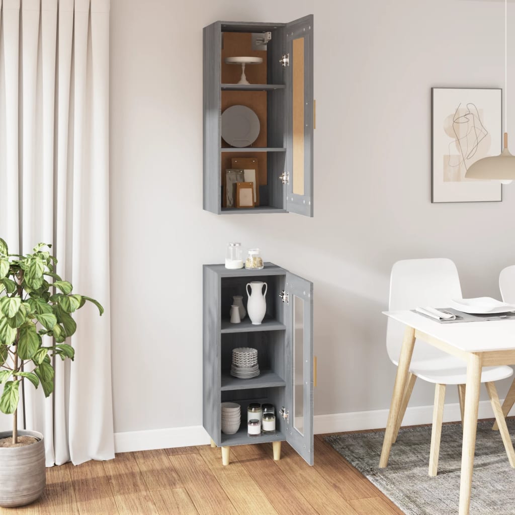 vidaXL Highboard Grau Sonoma 35x34x180 cm Holzwerkstoff