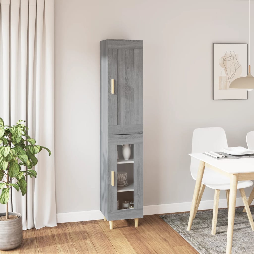 vidaXL Highboard Grau Sonoma 35x34x180 cm Holzwerkstoff
