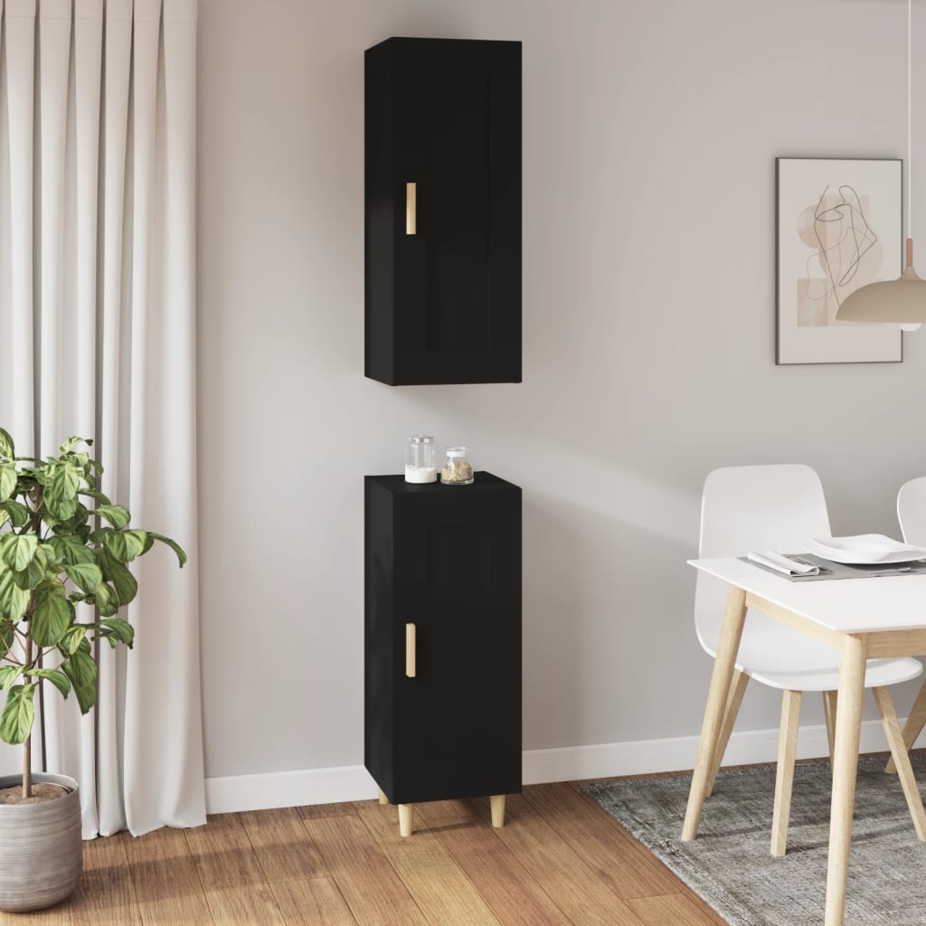vidaXL Highboard Schwarz 35x34x180 cm Holzwerkstoff