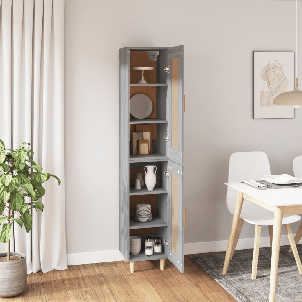 vidaXL Highboard Grau Sonoma 35x34x180 cm Holzwerkstoff